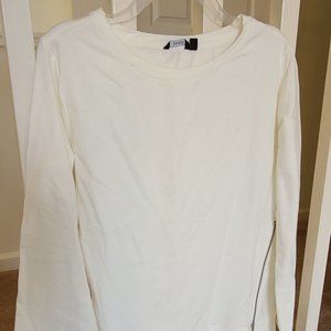 PEACH Off white Ladies Crew Neck Bell Sleeve Top